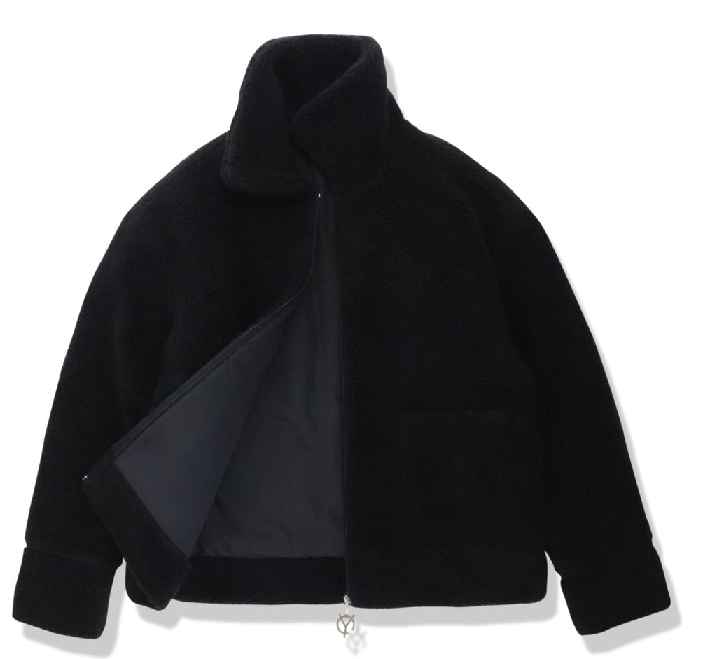 オーワイ(OY) BACK FLOW LOGO FLEECE JACKET- BLACK