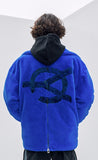 オーワイ(OY) BOTH ZIPPER LOGO FUR JACKET- BLUE