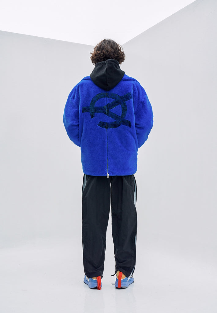 オーワイ(OY) BOTH ZIPPER LOGO FUR JACKET- BLUE