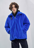 オーワイ(OY) BOTH ZIPPER LOGO FUR JACKET- BLUE