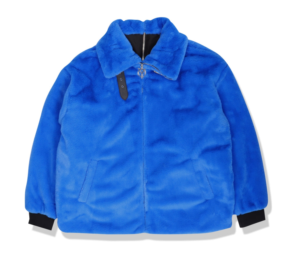 オーワイ(OY) BOTH ZIPPER LOGO FUR JACKET- BLUE