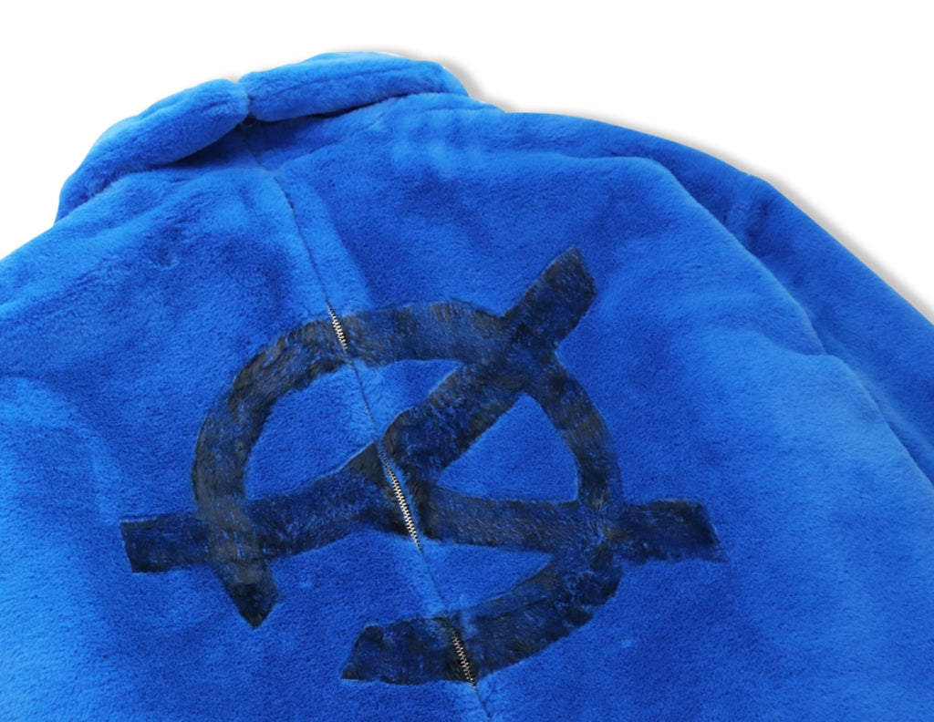 オーワイ(OY) BOTH ZIPPER LOGO FUR JACKET- BLUE