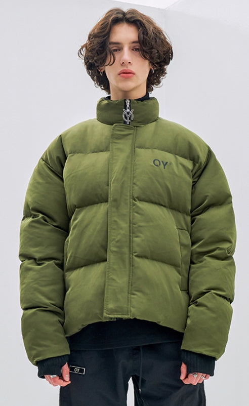 オーワイ(OY) LOGO SHIRRING PADDING- KHAKI