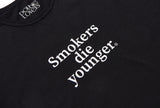 ダブルラバーズ(DOUBLE LOVERS)SMOKERS DIE YOUNGER T-SHIRT (Black/White)