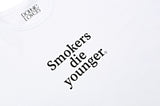 ダブルラバーズ(DOUBLE LOVERS)SMOKERS DIE YOUNGER T-SHIRT (All White)
