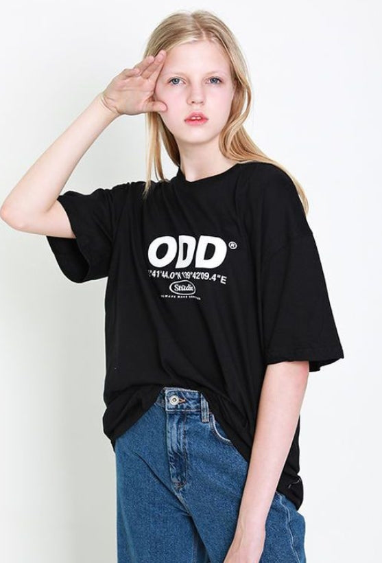 Odd Studio (オッドスタジオ) Odd Studio Coordinated T-shirt - BLACK