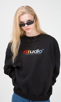 Odd Studio (オッドスタジオ) ODD STUDIO COLORFUL LOOSE FIT SEWAT SHIRT - BLACK
