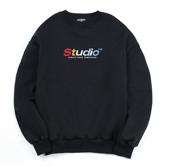 Odd Studio (オッドスタジオ) ODD STUDIO COLORFUL LOOSE FIT SEWAT SHIRT - BLACK