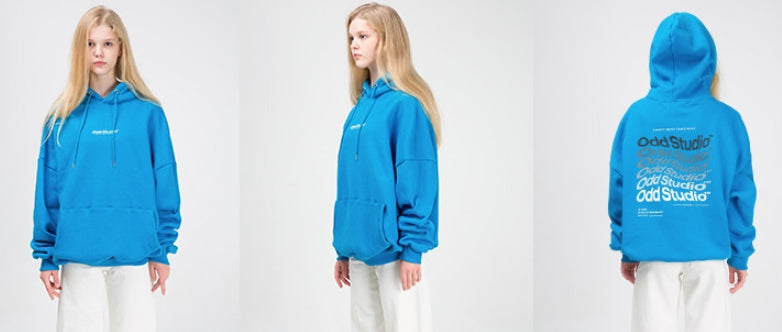 Odd Studio (オッドスタジオ) ODD STUDIO WAVE LOOSE FIT HOOD SHIRT - BLUE