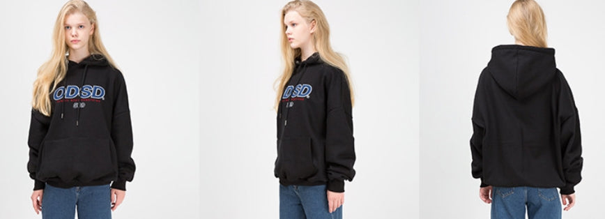 Odd Studio (オッドスタジオ) ODD STUDIO ODSO LOGO LOOSE FIT HOOD SHIRT - BLACK