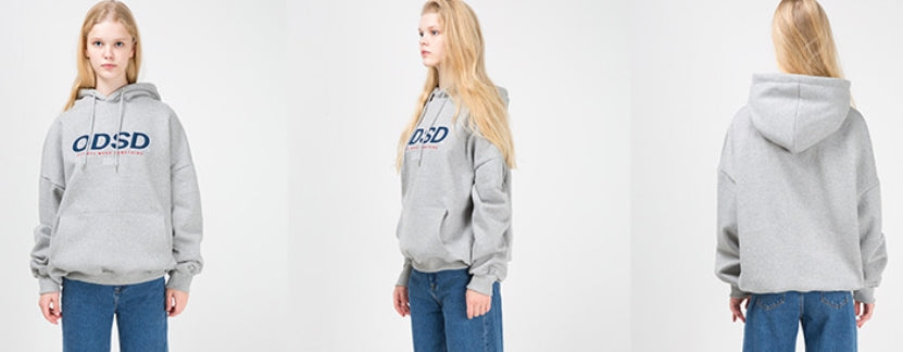 Odd Studio (オッドスタジオ) ODD STUDIO ODSO LOGO LOOSE FIT HOOD SHIRT - GRAY