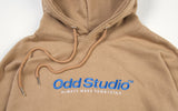 Odd Studio (オッドスタジオ) ODD STUDIO STANDARD LOGO LOOSE FIT HOOD SHIRT - BROWN