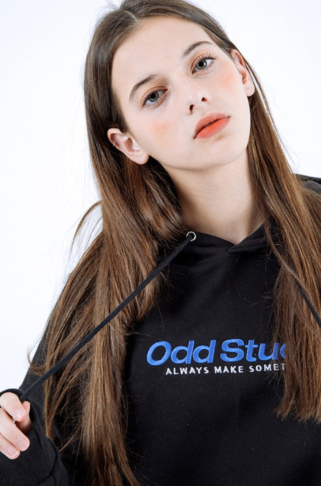 Odd Studio (オッドスタジオ) ODD STUDIO STANDARD LOGO LOOSE FIT HOOD SHIRT - BLACK