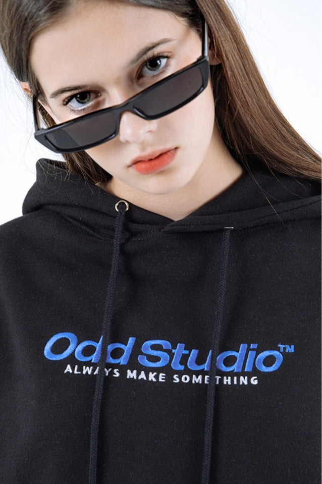Odd Studio (オッドスタジオ) ODD STUDIO STANDARD LOGO LOOSE FIT HOOD SHIRT - BLACK