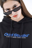Odd Studio (オッドスタジオ) ODD STUDIO STANDARD LOGO LOOSE FIT HOOD SHIRT - BLACK