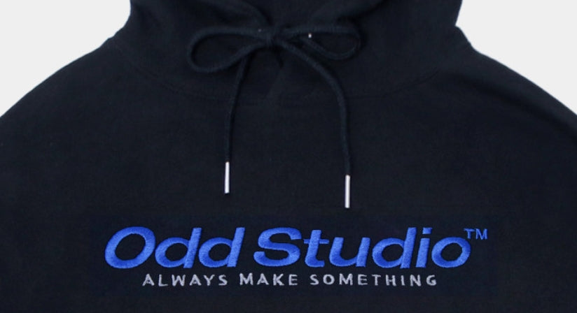 Odd Studio (オッドスタジオ) ODD STUDIO STANDARD LOGO LOOSE FIT HOOD SHIRT - BLACK