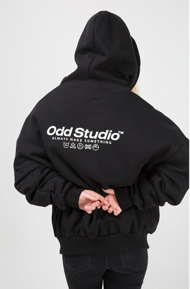 Odd Studio (オッドスタジオ) ODD STUDIO STANDARD LOGO ZIP-UP LOOSE FIT HOOD SHIRT - 3Color