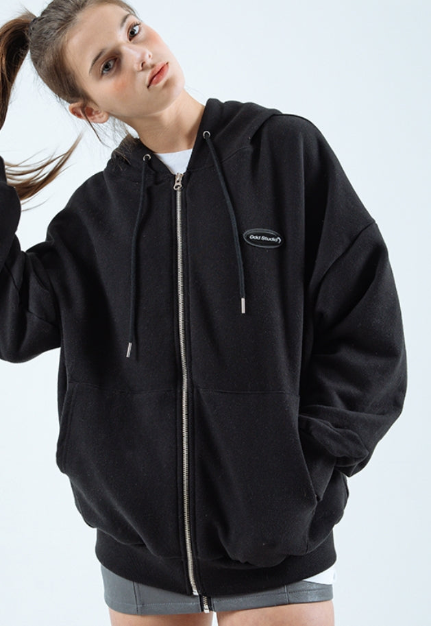 Odd Studio (オッドスタジオ) ODD STUDIO STANDARD LOGO ZIP-UP LOOSE FIT HOOD SHIRT - 3Color
