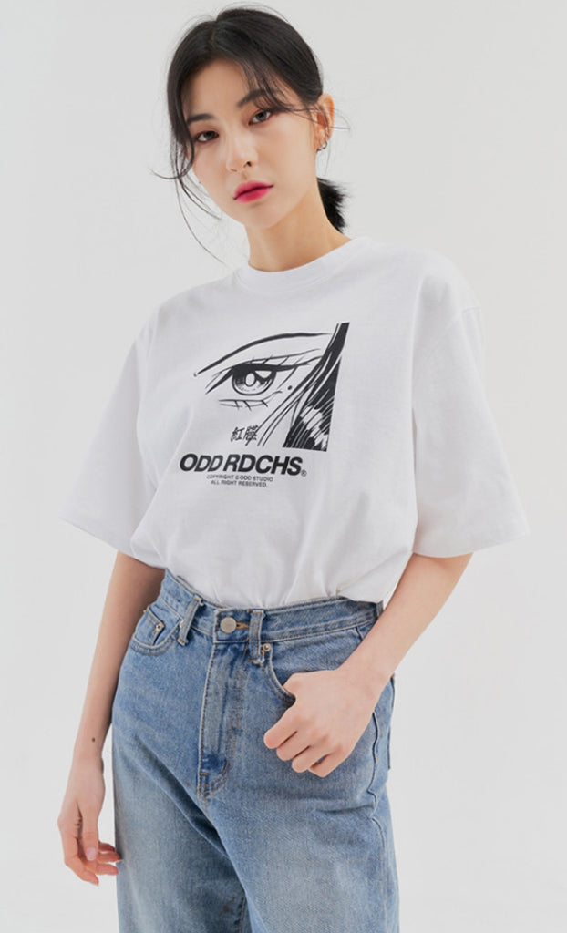 Odd Studio (オッドスタジオ) ODD STUDIO FACE T-SHIRT - WHITE