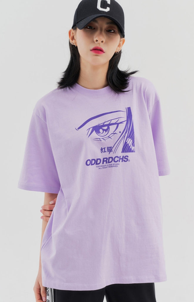 Odd Studio (オッドスタジオ) ODD STUDIO FACE T-SHIRT - PURPLE