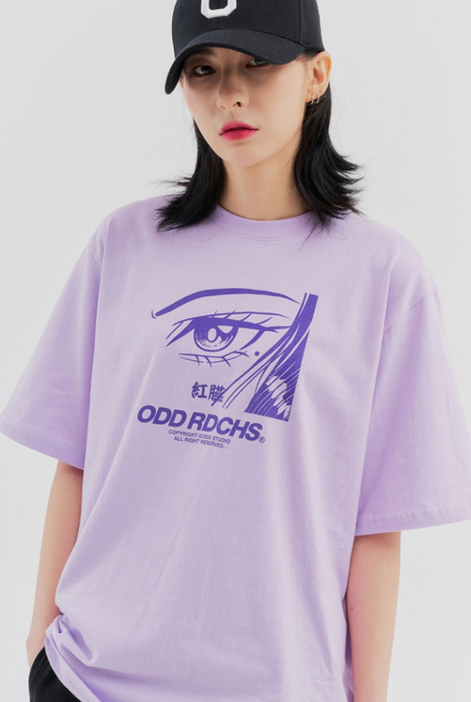 Odd Studio (オッドスタジオ) ODD STUDIO FACE T-SHIRT - PURPLE