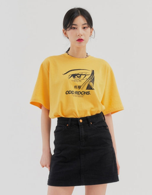 Odd Studio (オッドスタジオ) ODD STUDIO FACE T-SHIRT - MUSTARD