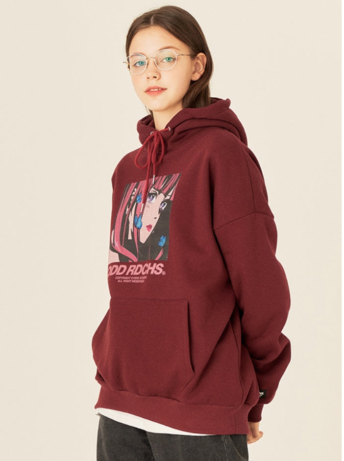 Odd Studio (オッドスタジオ) CRYING LOOSE-FIT HOOD - BURGUNDY