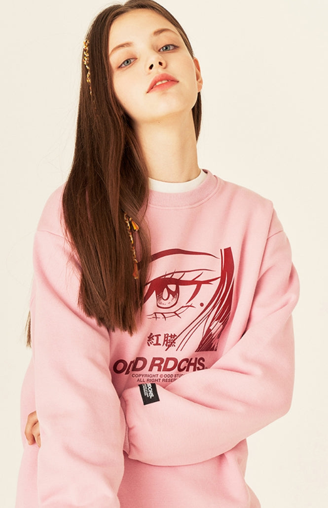 Odd Studio (オッドスタジオ) FACE LOOSE-FIT SEWAT SHIRTS - PINK