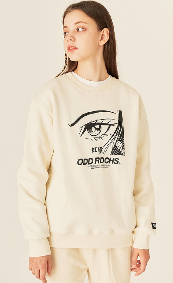 Odd Studio (オッドスタジオ) FACE LOOSE-FIT SEWAT SHIRTS - CREAM