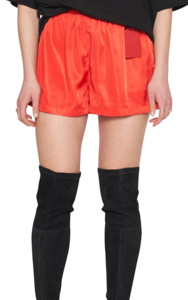 レイブレス(LABELESS)  RED SIGNATURE LEATHER LABEL NYLON SHORTS