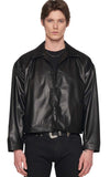 レイブレス(LABELESS)  FAUX LEATHER LOGO EMBOSS JACKET
