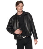 レイブレス(LABELESS)  FAUX LEATHER LOGO EMBOSS JACKET