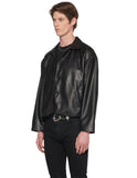 レイブレス(LABELESS)  FAUX LEATHER LOGO EMBOSS JACKET