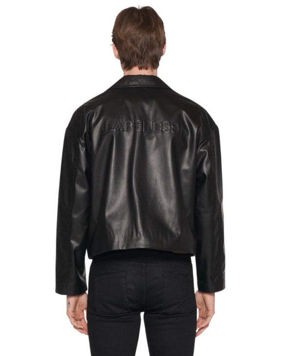 レイブレス(LABELESS)  FAUX LEATHER LOGO EMBOSS JACKET