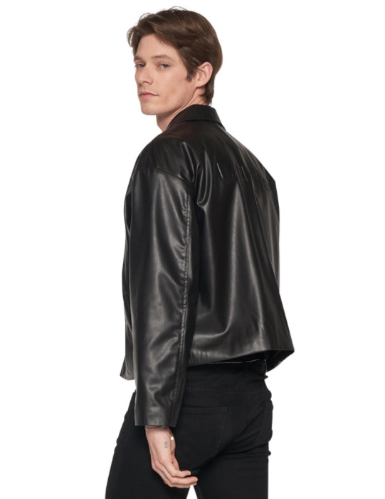 レイブレス(LABELESS)  FAUX LEATHER LOGO EMBOSS JACKET