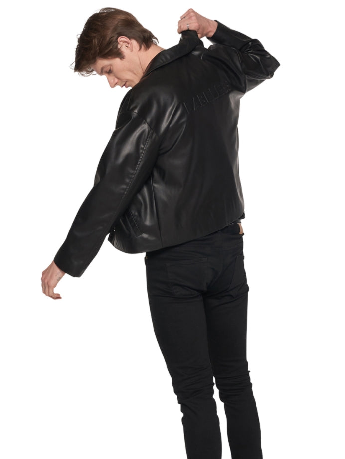 レイブレス(LABELESS)  FAUX LEATHER LOGO EMBOSS JACKET