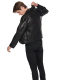 レイブレス(LABELESS)  FAUX LEATHER LOGO EMBOSS JACKET