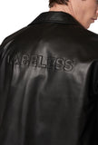 レイブレス(LABELESS)  FAUX LEATHER LOGO EMBOSS JACKET
