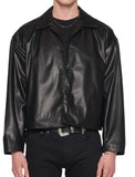 レイブレス(LABELESS)  FAUX LEATHER LOGO EMBOSS JACKET