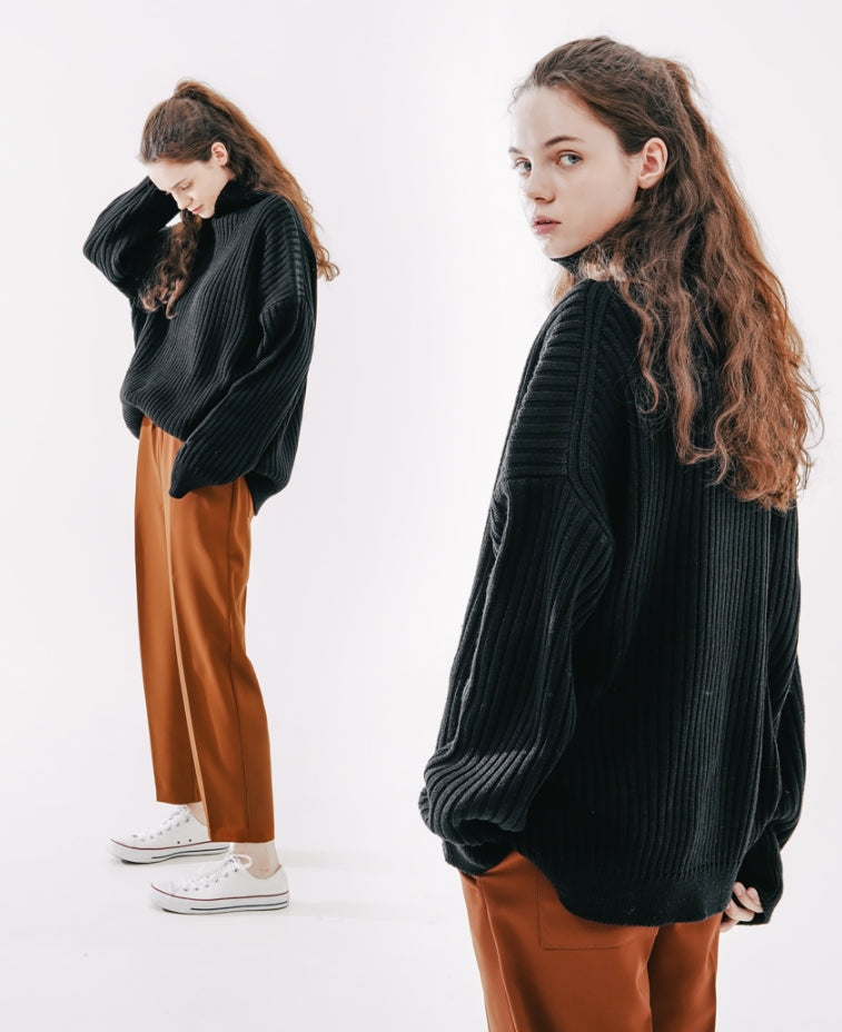 ダブルユーブイプロジェクト(WV PROJECT)  Peanut Butter Turtleneck Knit Black CJKN7434