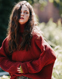 ダブルユーブイプロジェクト(WV PROJECT)  Peanut Butter Turtleneck Knit Red Brown CJKN7434