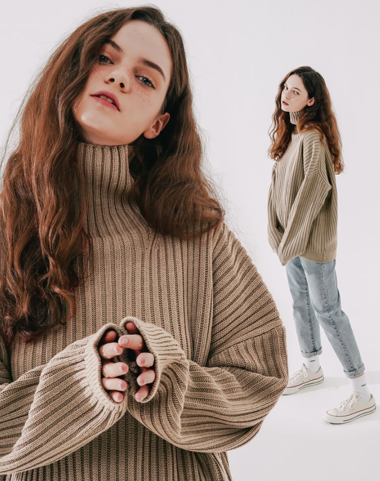 ダブルユーブイプロジェクト(WV PROJECT)  Peanut Butter Turtleneck Knit Beige CJKN7434