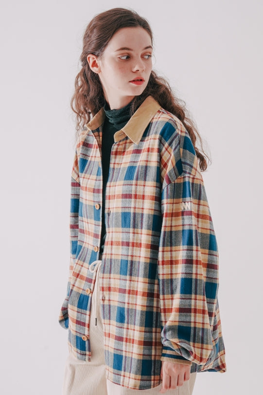 ダブルユーブイプロジェクト(WV PROJECT) MOCHA BALLOON CHECK SHIRTS BEIGE MJLS7414