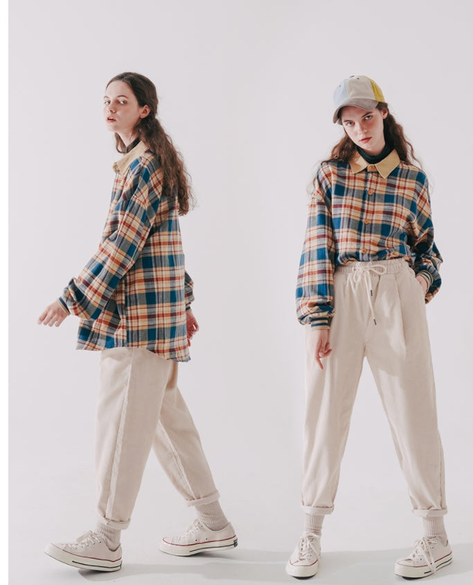 ダブルユーブイプロジェクト(WV PROJECT) MOCHA BALLOON CHECK SHIRTS BEIGE MJLS7414