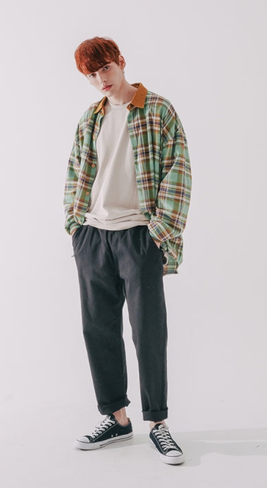 ダブルユーブイプロジェクト(WV PROJECT) MOCHA BALLOON CHECK SHIRTS CAMEL MJLS7414