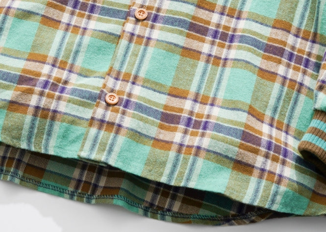 ダブルユーブイプロジェクト(WV PROJECT) MOCHA BALLOON CHECK SHIRTS CAMEL MJLS7414