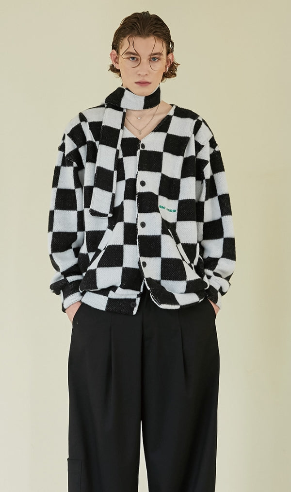 イーエスシースタジオ(ESC STUDIO)  Chess muffler cardigan