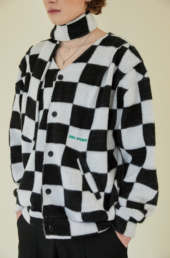 イーエスシースタジオ(ESC STUDIO)  Chess muffler cardigan