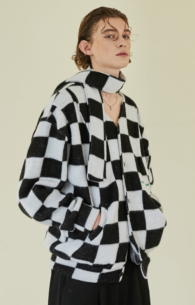 イーエスシースタジオ(ESC STUDIO)  Chess muffler cardigan