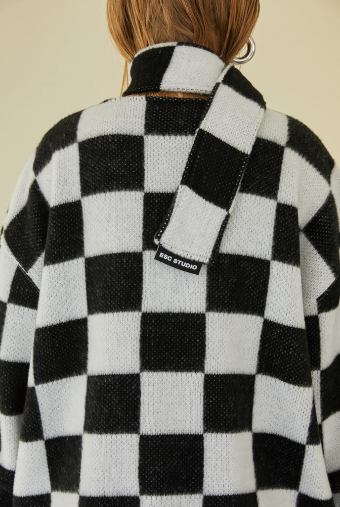 イーエスシースタジオ(ESC STUDIO)  Chess muffler cardigan